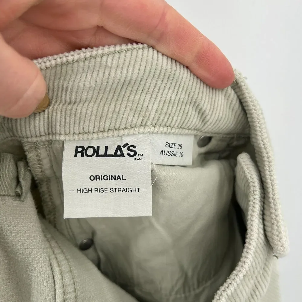 ROLLA'S Women's Light Sage Green Corduroy High Rise Straight Leg Jeans Pants 28 - Picture 8 of 8